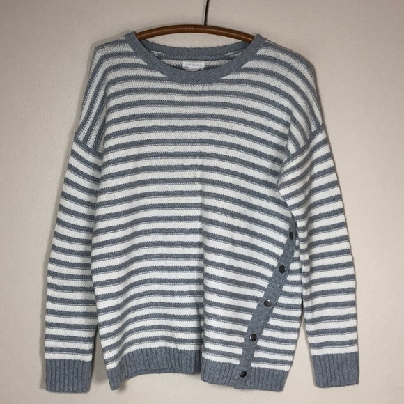 CASLON (Nordstrom) Gray & Cream Side Snap Pullover - Picture 2 of 8